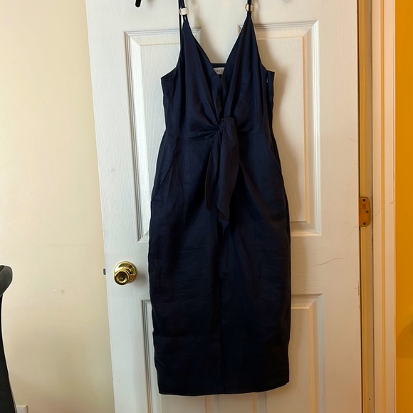 Reiss Kay - Navy Tie Detail Linen Midi Dress, US 6 Reiss Kay - Navy Tie Detail Linen Midi Dress, US 6